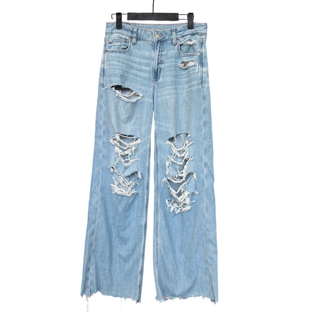 American Eagle Distressed Denim Jeans Wide Leg